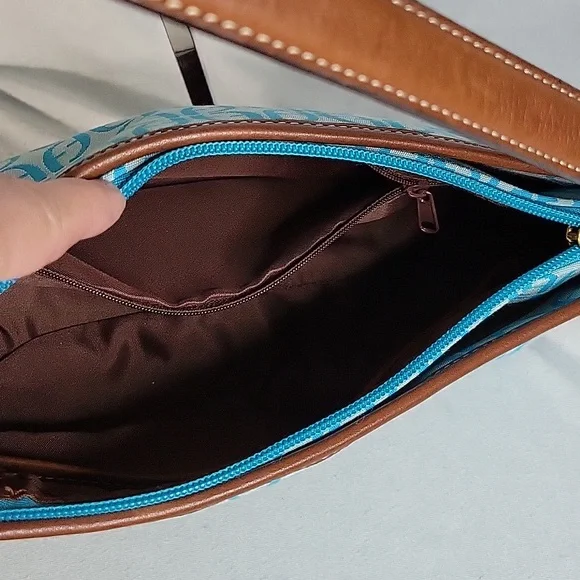 Fossil Monogram Canvas & Leather Shoulder Bag w/ Key - Picture 7 of 11